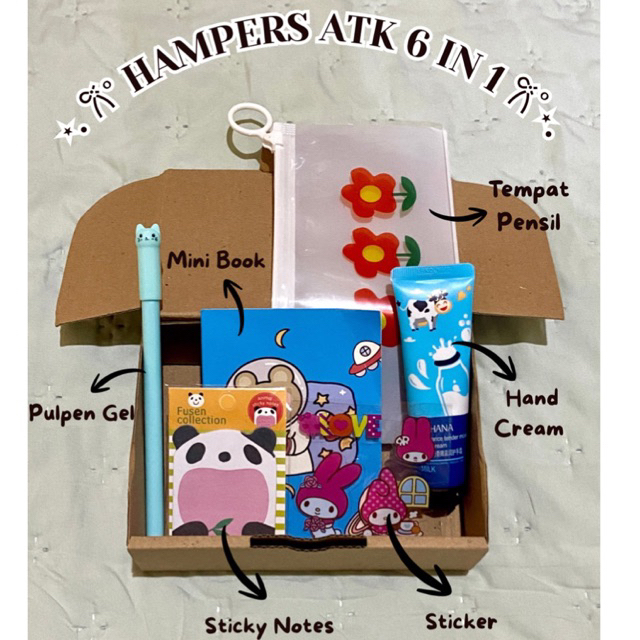 HAMPERS ALAT TULIS 6 IN 1 LENGKAP / STATIONERY UNTUK SOUVENIR HADIAH SEKOLAH / HAMPERS KADO GIFT / H