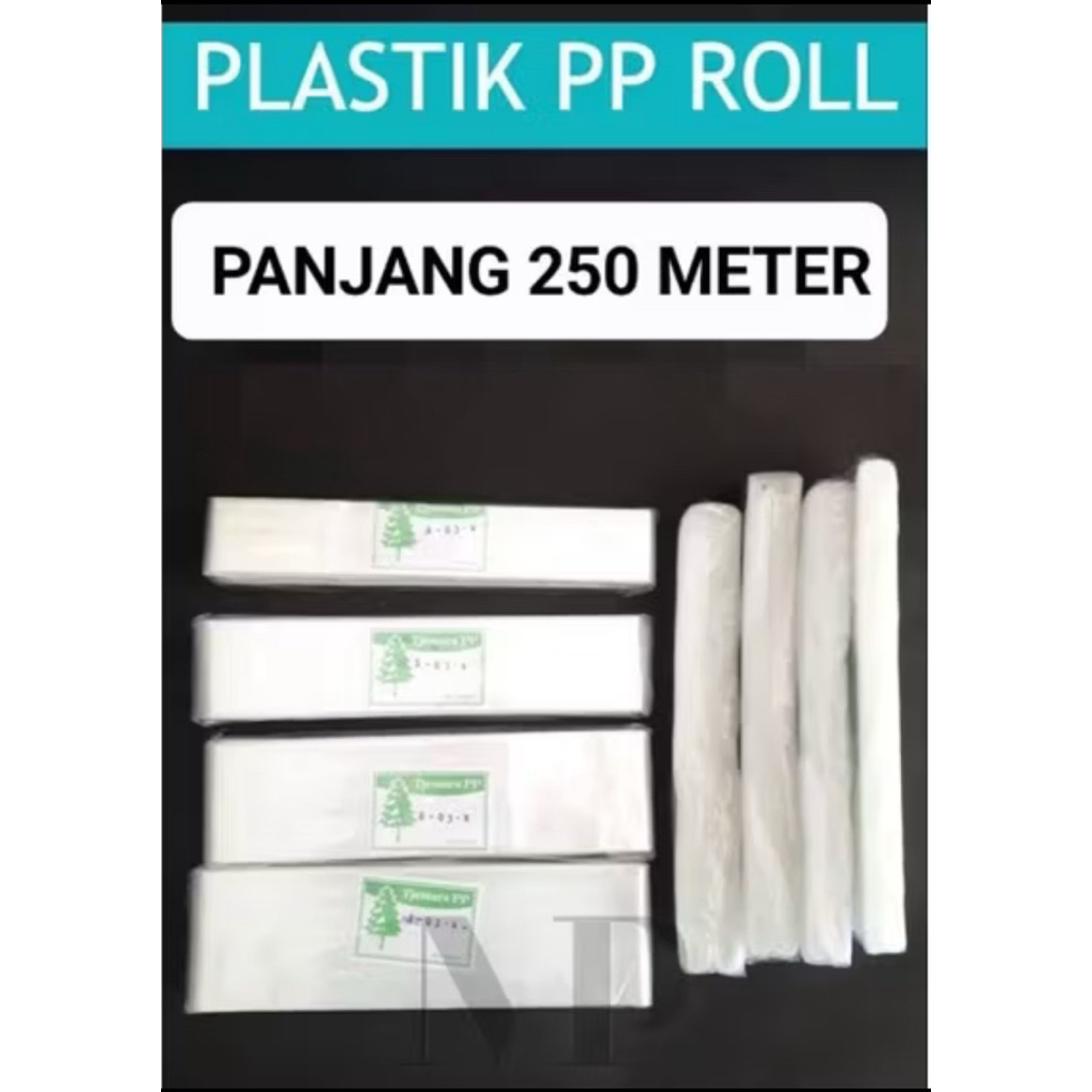 Roll Plastik PP bening tebal 02 panjang 250 meter lebar 5cm - 25 cm Plastik Tempe