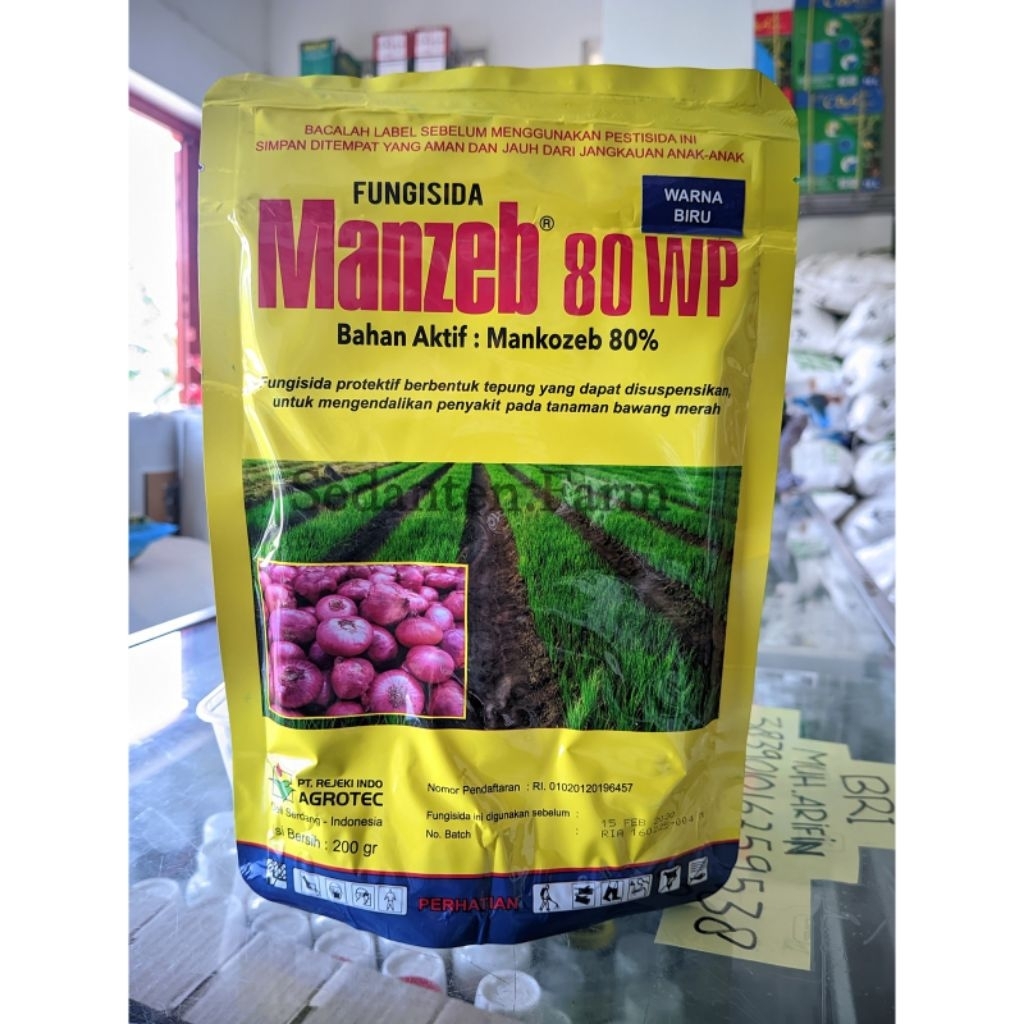 fungisida manzeb 80wp (mankozeb biru 80%) 200gr