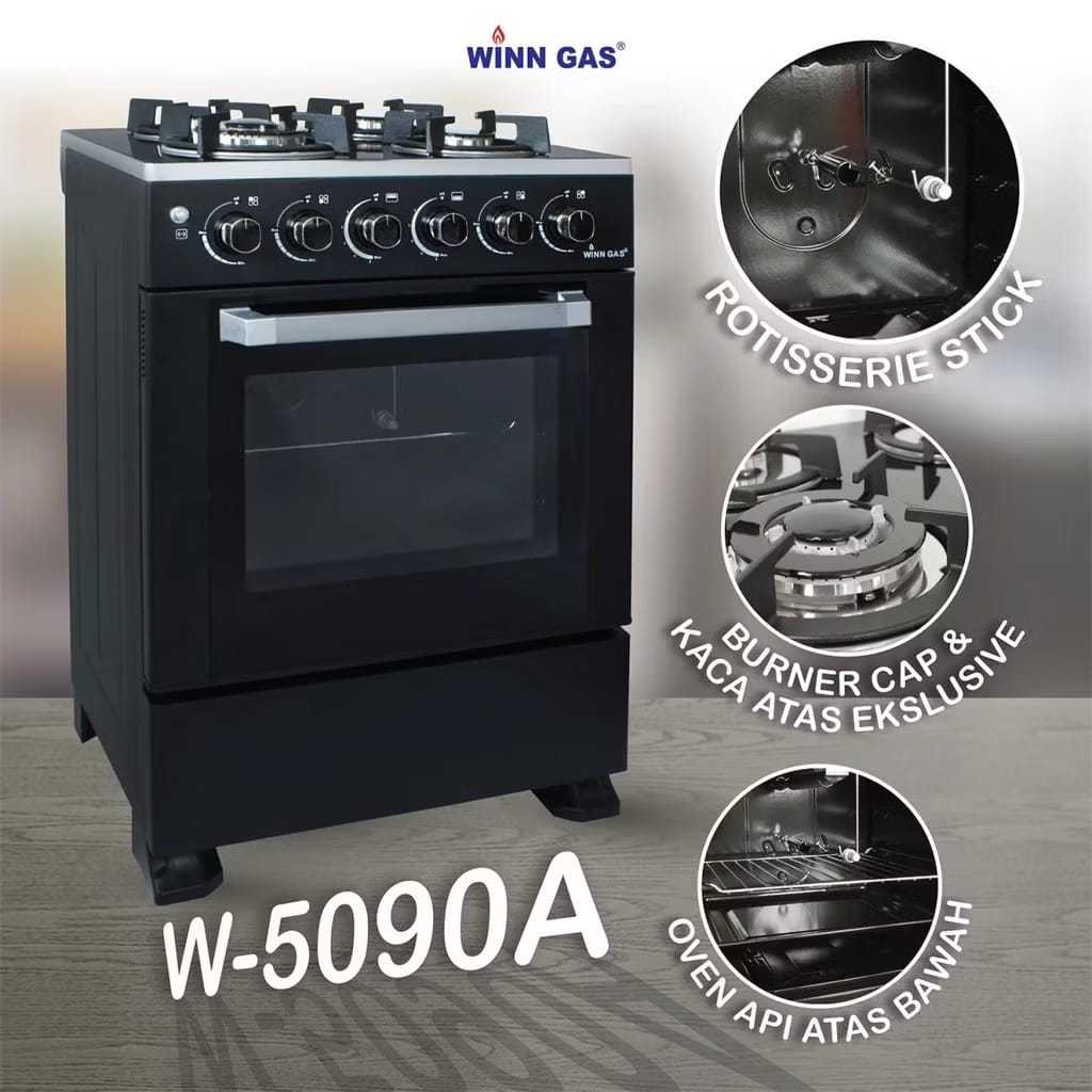 5090A 5090 A KOMPOR GAS  5060 A  GAS FREE STANDING 4 TUNGKU + OVEN WINN GAS W  _  5060  A