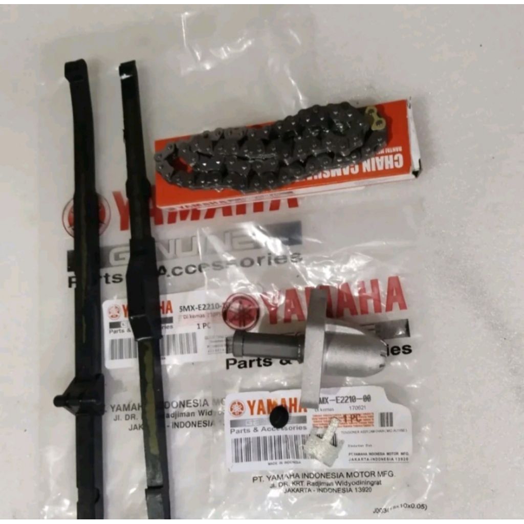 Paket rantai keteng+karet tensioner+tonjokan keteng Mio sporty