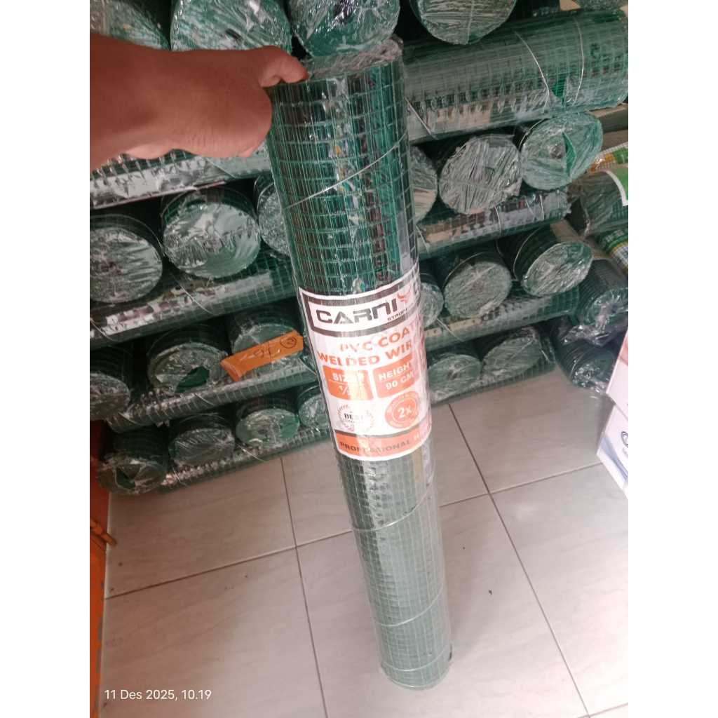 Kawat Ram Loket PVC Hijau Ayakan Kandang 1/2 Inch 1 Roll 10,5 meter