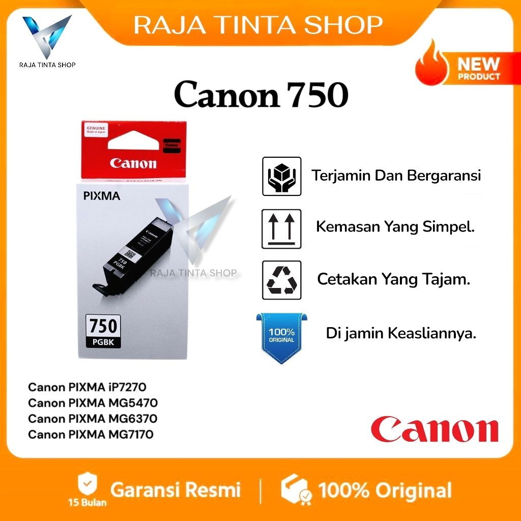 Cartridge Canon 750 751 Black For Printer Canon PIXMA IP7270 MG5470 MG5570 MG6370 MG7170