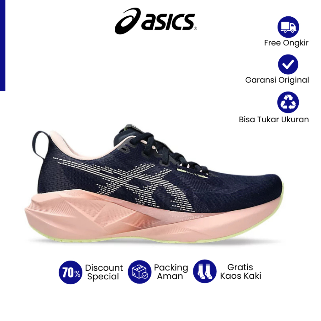 Sepatu Running Wanita Novablast 5  Midnight Breeze Navy Peach