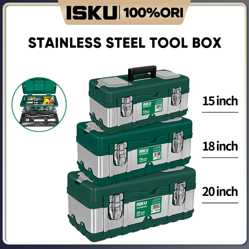 ISKU Tool Box Besar 15/18/20 Inch Besi Baja Kotak Perkakas Besar/2 layaer Kotak Peralatan Perkakas/k