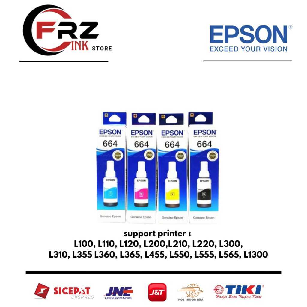 1SET TINTA PRINTER EPSON 664 FOR L100 L110 L120 L360 ISI 4 WARNA