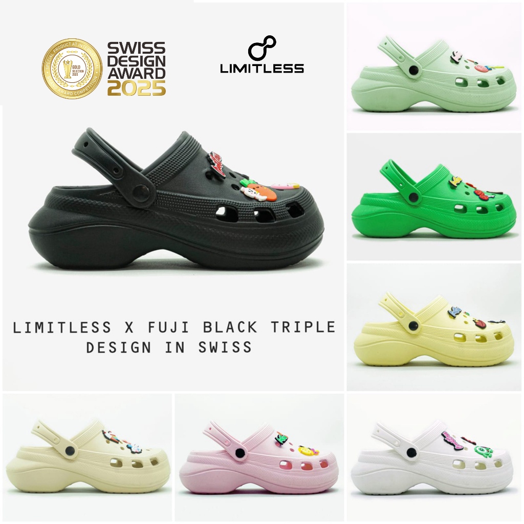 Limitless - Sandal Fuji Wanita Wedges Platfrom Kekinian Sendal Cewe Terbaru Lucu Sandal Baim