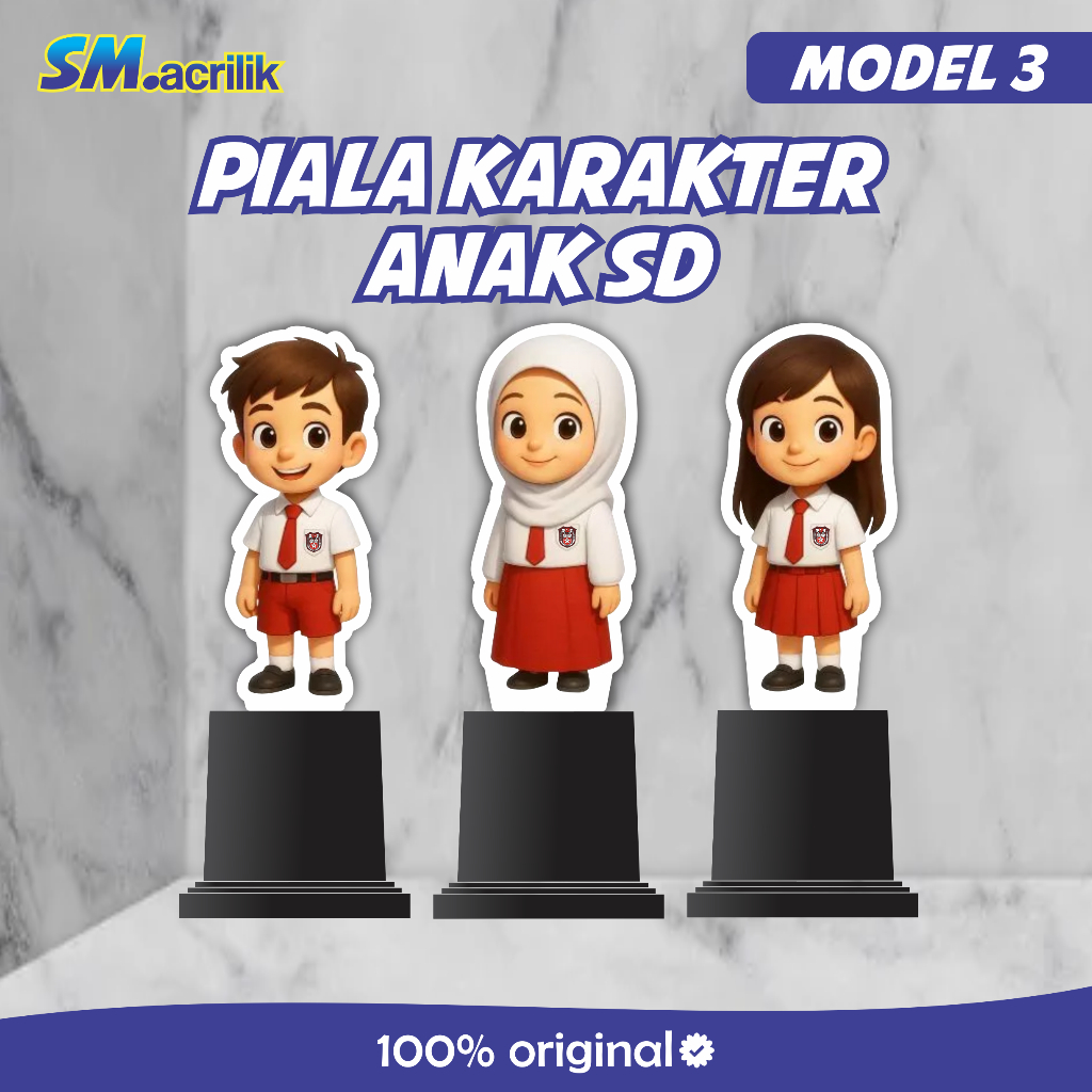 PIALA AKRILIK ANAK SD Model 3 | Piala Akrilik Kelulusan Sekolah - Piala Anak SD
