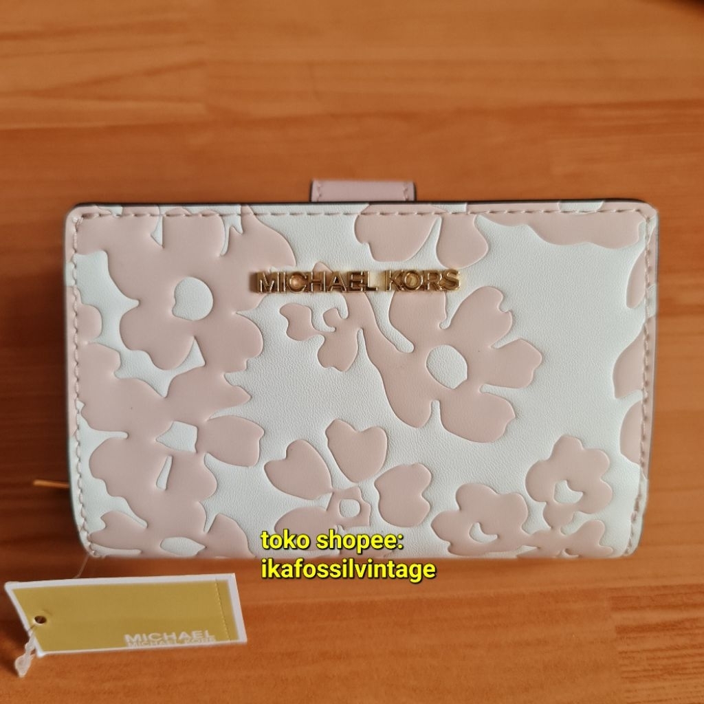 MK/ JET SET TRAVEEL BIFOLD DOMPET WALLET BLUSH PINK NEWWT PINK WHITE