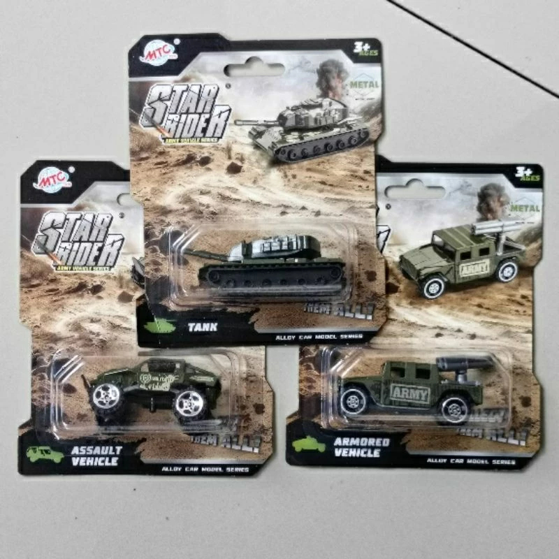 Mainan Mobil Tentara Tank Army Diecast Besi Pullback Miniatur Anak Laki-Laki