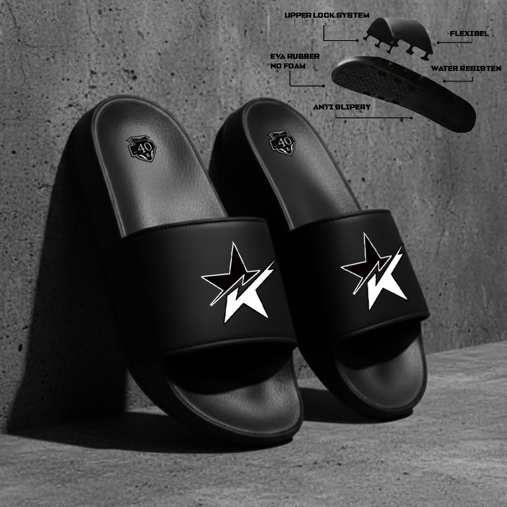 Sandal Slop Pria Kekinian STAR Upper Lock / Sandal Slop Tanpa Lem / Sandal Pria Distro