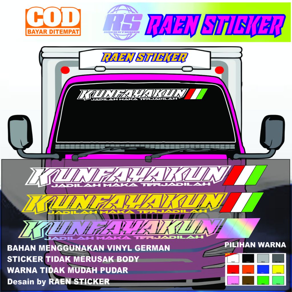 PROMO CUTTING STICKER KUNFAYAKUN BISA CUSTOM NAMA  SUKA SUKA STIKER VARIASI KACA DEPAN MOBIL TRUCK P