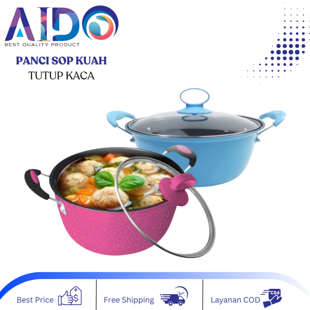 Panci Sop Banyak Ukuran / Panci Sop Enamel Stainless / Soup Pot Panci Susu Enamel AIDO