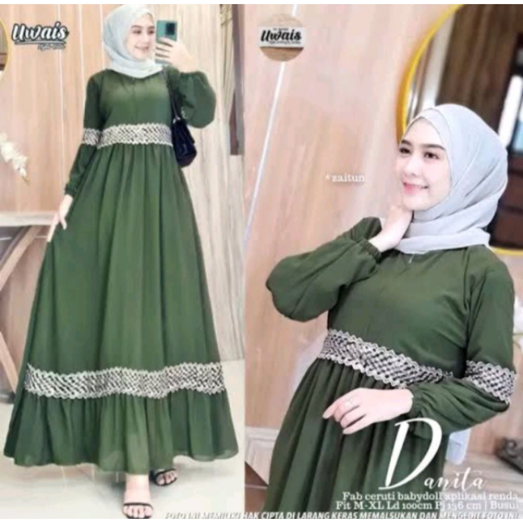 gamis Tiara maxy ceruty motif bunga cantik terbaru kekinian