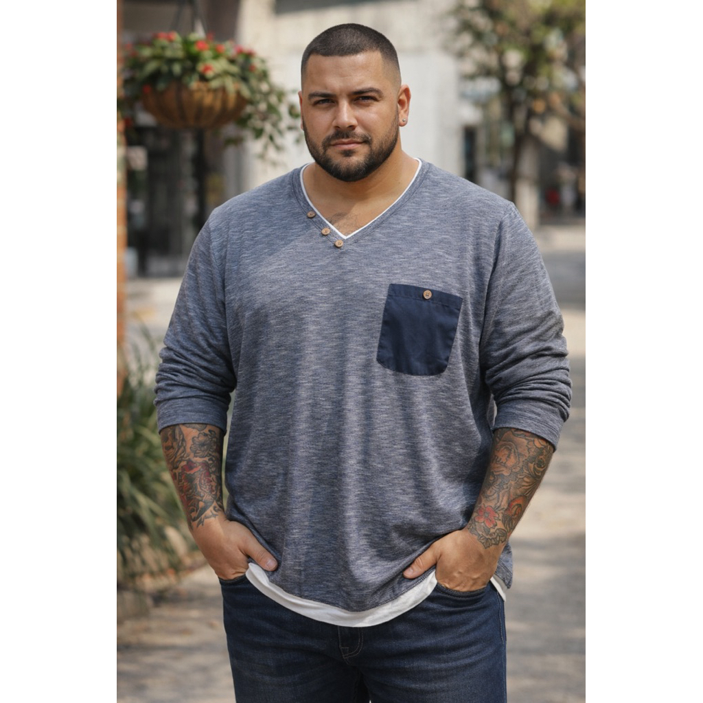 Long Sleeve T Shirt S Oliver Abu Abu Pria Big Size