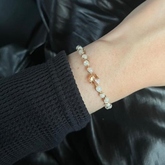 Adjustable Clover Crystal Bracelet Lapis Emas 18K