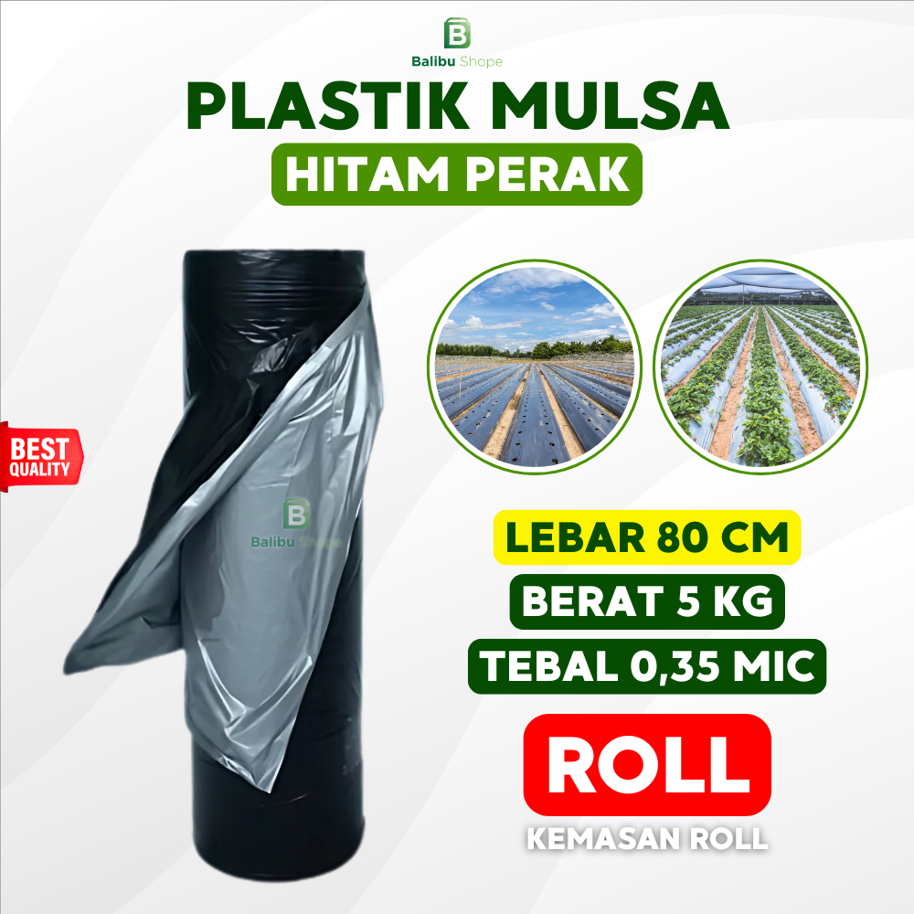 Plastik Mulsa 1 Roll Lebar 80 Cm Mulsa Hitam Perak