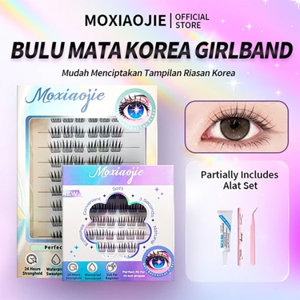 MOXIAOJIE Bulu Mata Palsu KOREA GIRBAND 3D Bulu Mata Palsu Natural 10-12MM Bulu Mata Palsu Korea