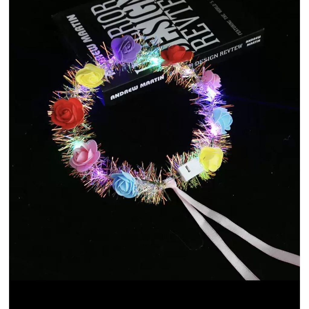 Flower Crown|Bando Mahkota|Bando Crown|Bando Mahkota Bunga LED|Bando Bunga Merah