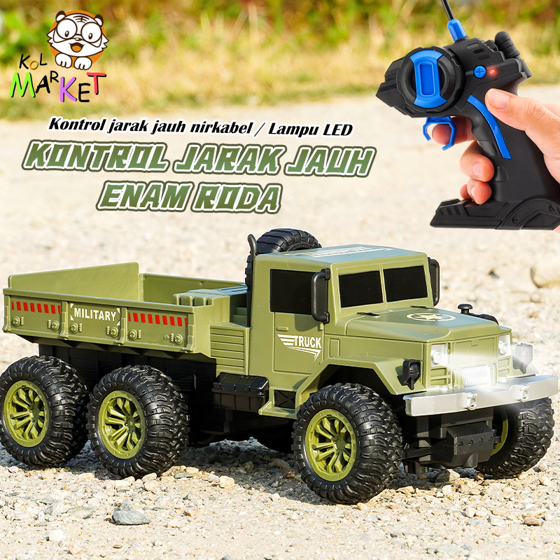 Rc Truk Cargo 6 Roda & 4WD Truk Remote Control Ban Anti Selip Dengan Lampu Mobil Mainan Anak