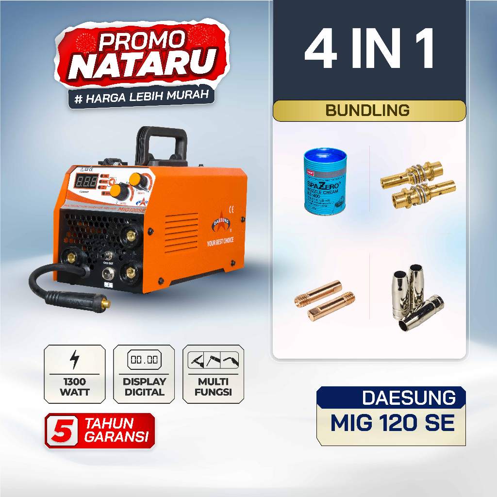 Mesin Las Daesung MIG 120 SE 4 in 1 MMA MIG CO2 TIG MIG Tanpa Gas