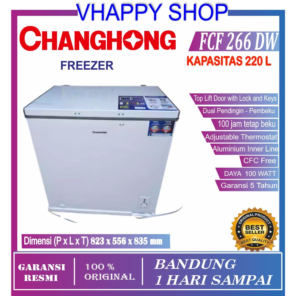 Chest Box Freezer Changhong FCF 266 DW Kapasitas 200 Liter Garansi Resmi