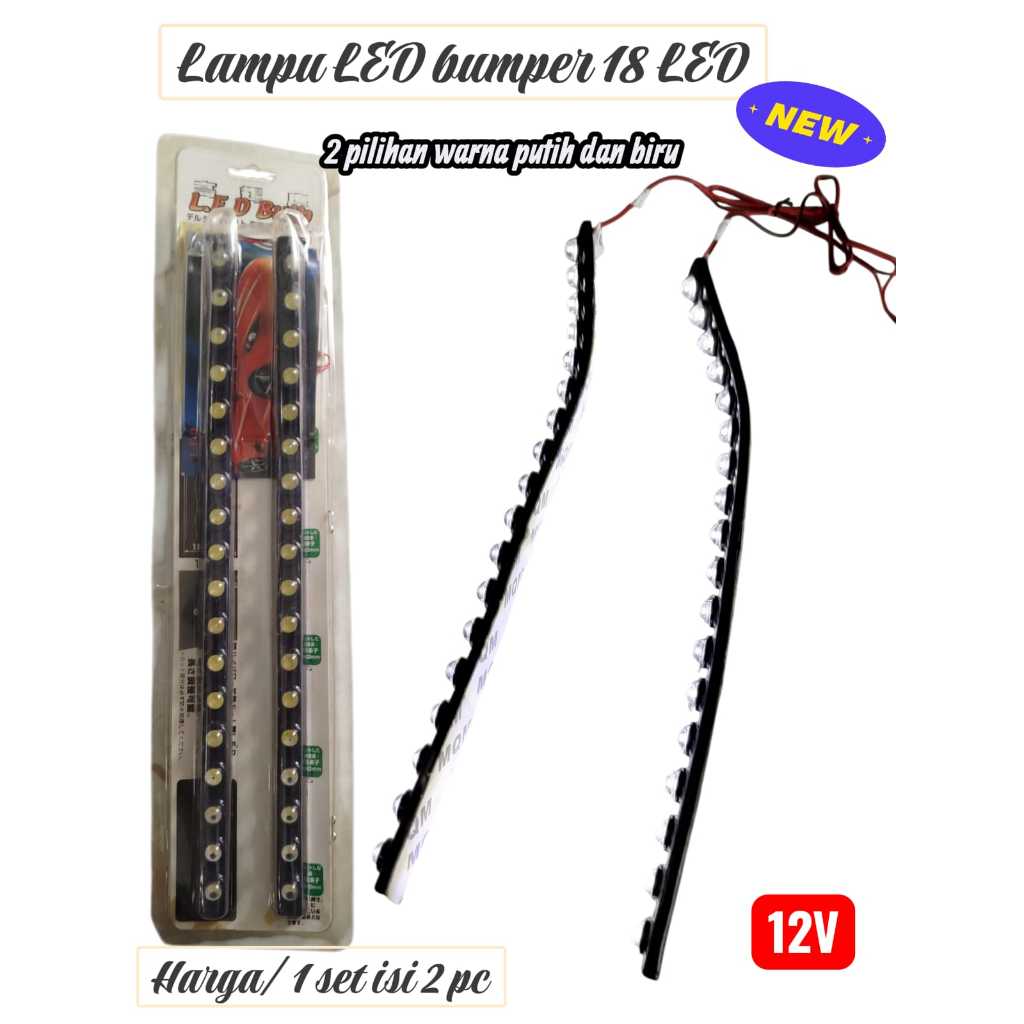 Lampu LED bumper lampu variasi mobil 12 volt 18 LED