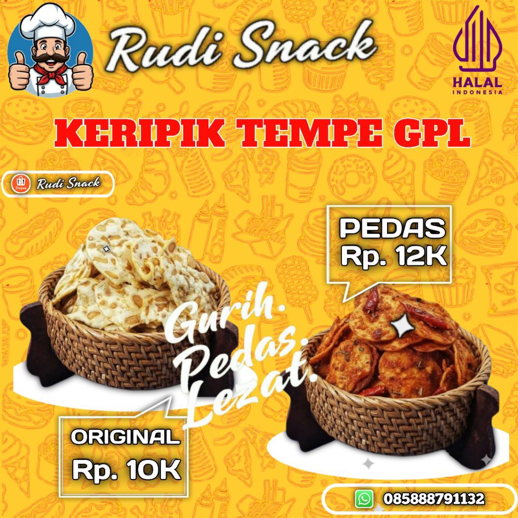 KERIPIK TEMPE PEDAS 1KG / KERIPIK TEMPE ORIGINAL 1KG