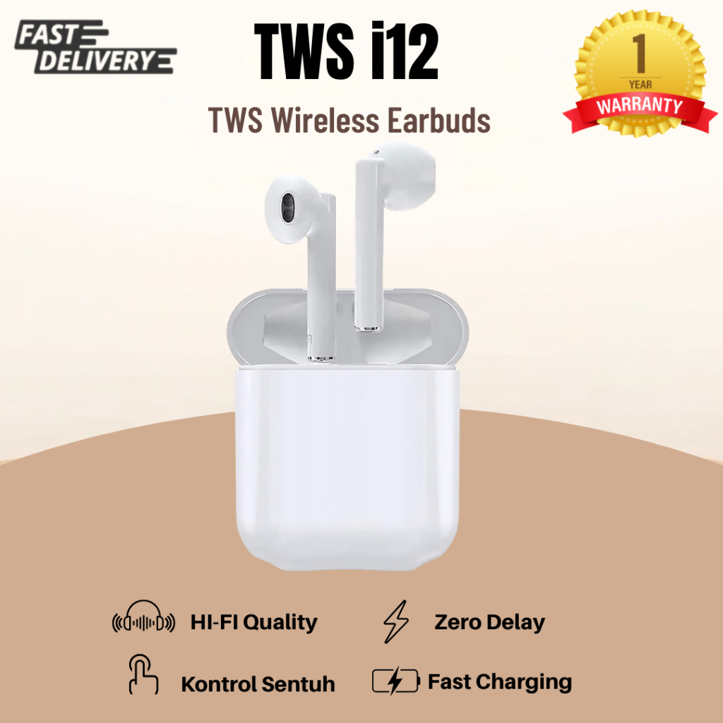 Headset Bluetooth Smart Bluetooth Headset Wireless Headset EARPHONE  i12 TWS Headset Bluetooth