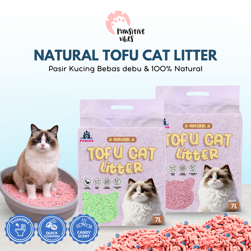 Pawsitive Vibes Natural Tofu Cat Litter Candy Scent 7L Pasir Kucing Gumpal Organik Tofu Cat Litter M