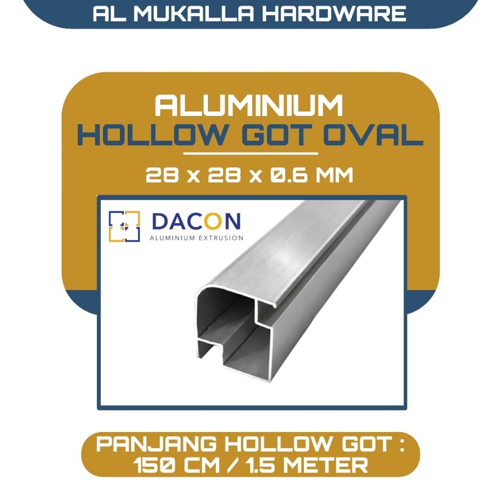 Hollow Got Aluminium Etalase 28mm x 28mm panjang [ 150 CM ]  - Hollow Got Aluminium DACON