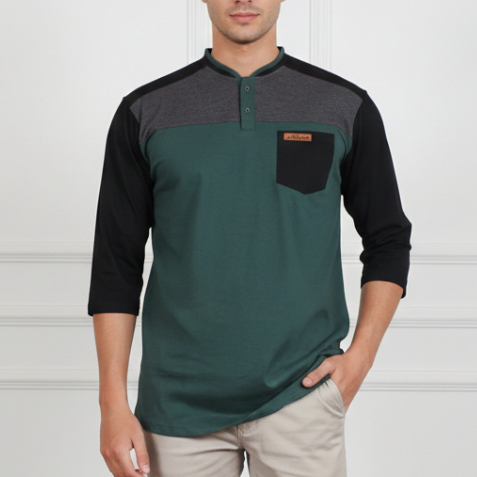 Baju Koko Kaos Pria Dewasa Koko Kurta 3/4 pakistan motif kaos Azlina