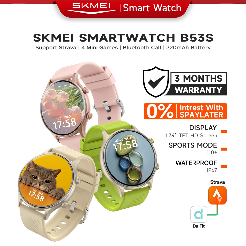 SKMEI B53S Jam Tangan Smartwatch Tahan Air IP67 Dengan 4mini Games Health Monitoring Sentuh 1.39 inc