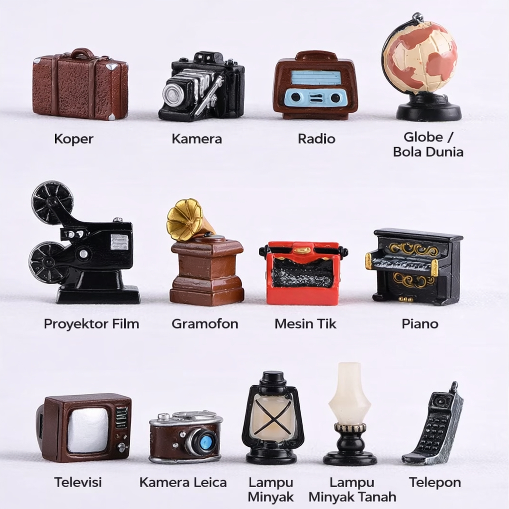 Hiasan Aquariun Miniatur Perlengkapan Rumah Ornamen Maket Family Mikro Tv Radio Lampu Tema Isi Rumah