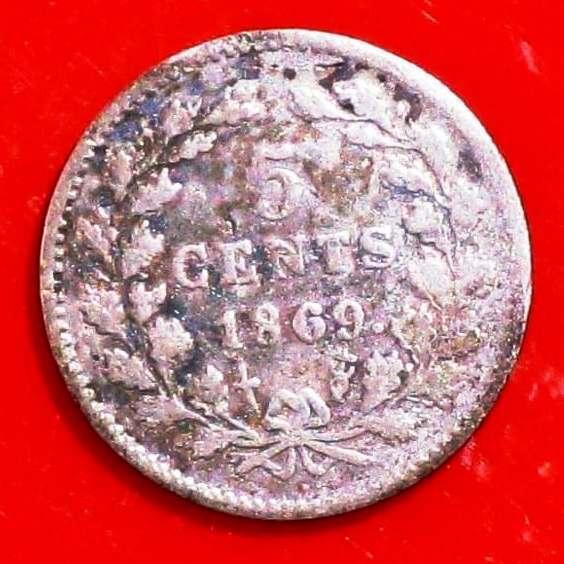 BL575 koin 5 cent 1869 King Willem 3 Belanda koin perak