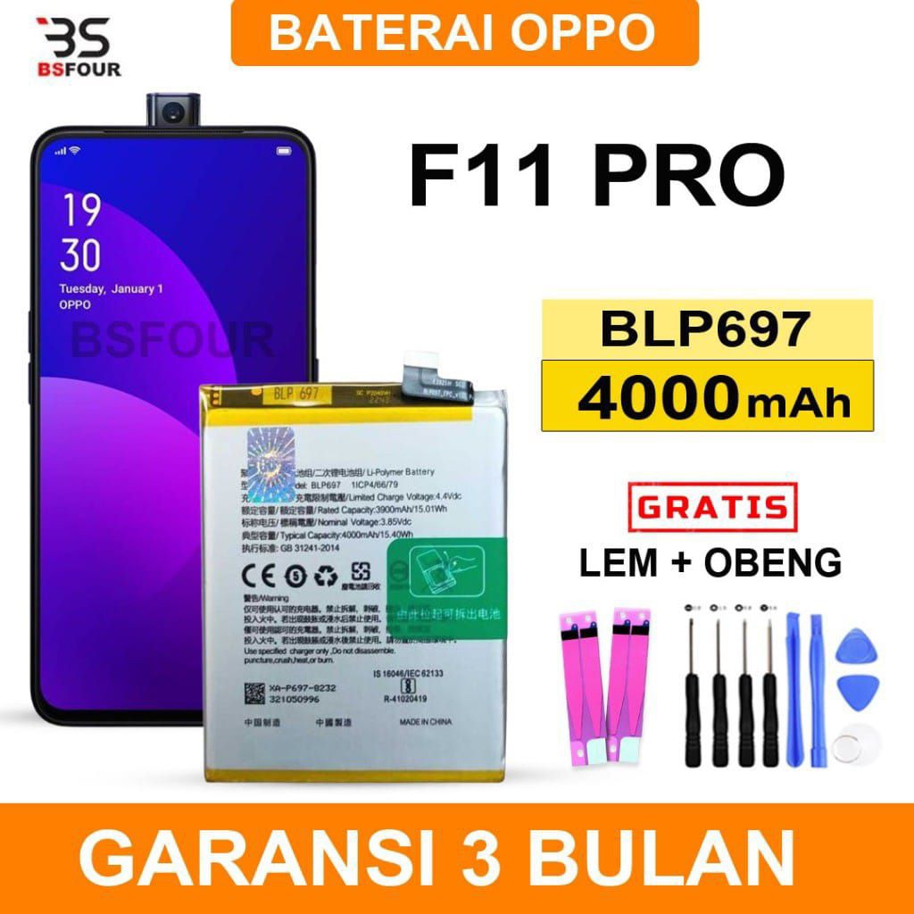 BATRE BATERAI BLP 697 HP oppo F11 pro ORIGINAL GERATIS OBENG 8IN DAN LEM BATRE