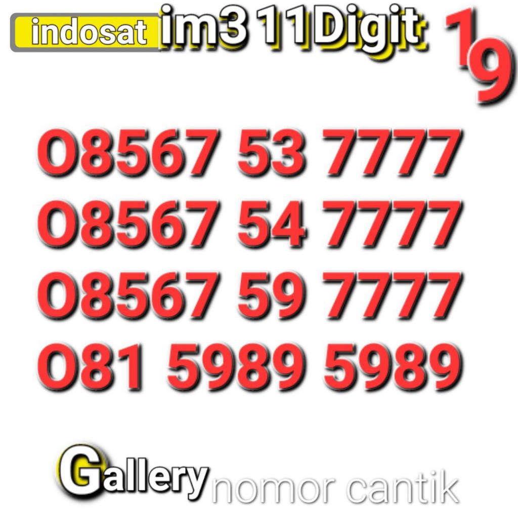 NOMOR 11DIGIT IM3 11DIGIT 7777