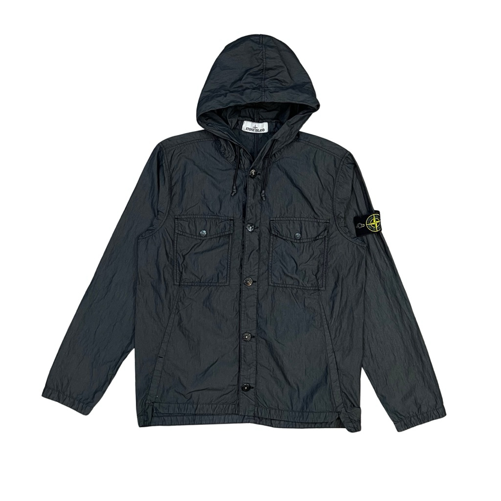 STONE ISLAND OVERSHIRT HOODIE BLACK M