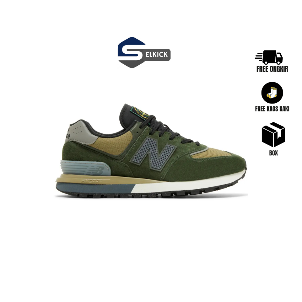 sepatu Stone Island x 574 Legacy Dark Green