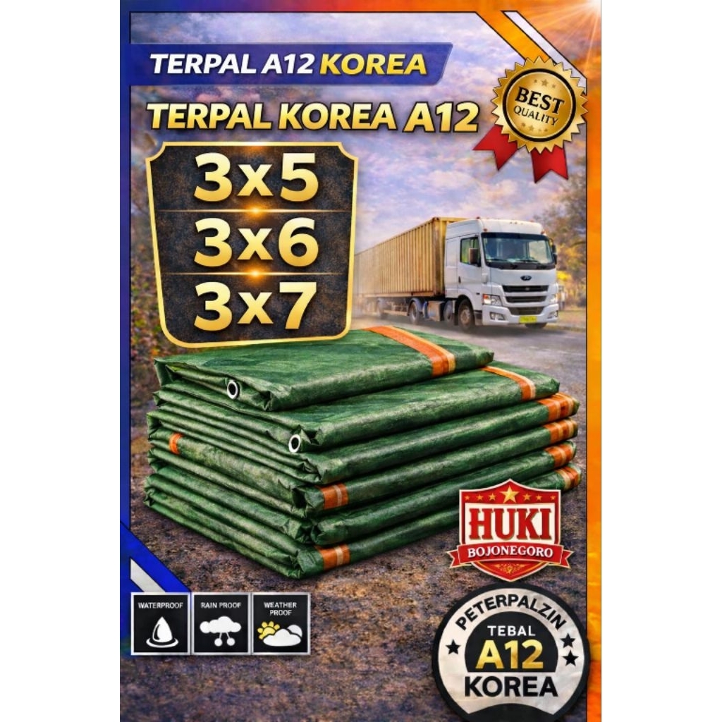Terpal plastik Korea army gold A8 A12 terpal tenda truck