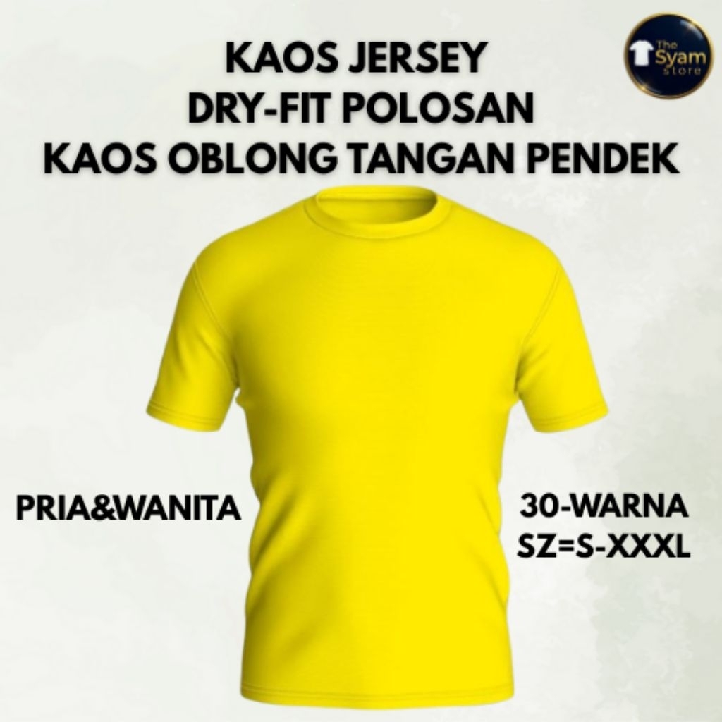 Kaos Polos Oblong Pria wanita Dryfit Olahraga Sport jersey S-XXL
