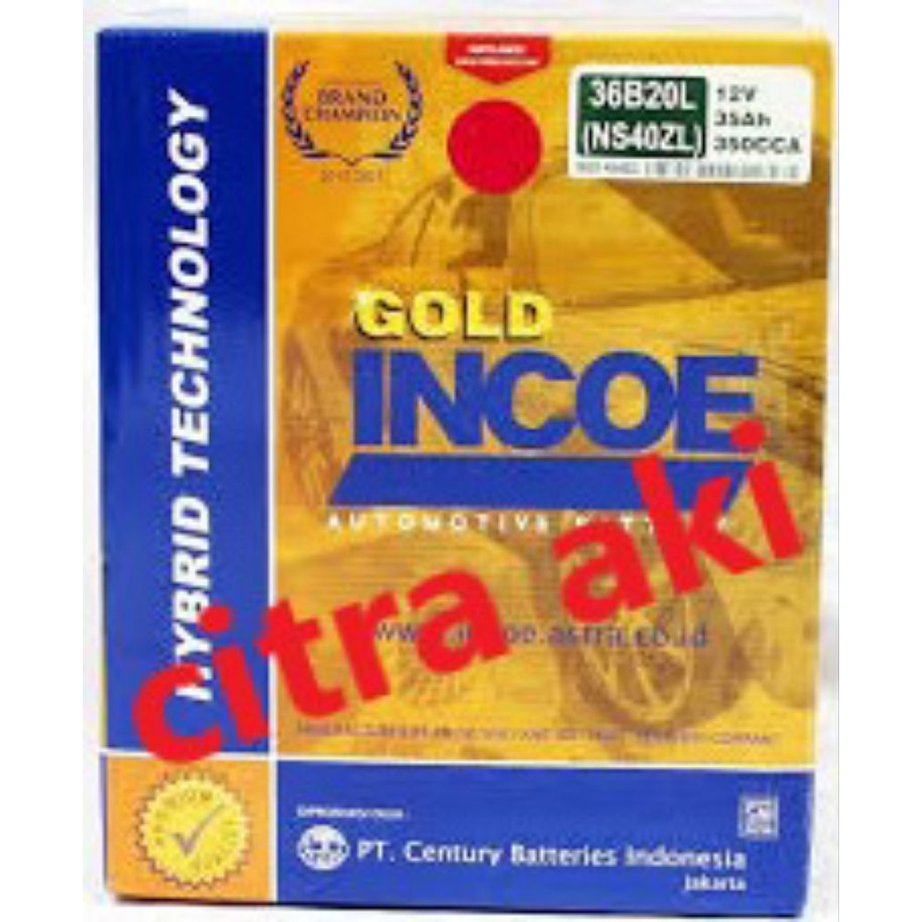 Aki INCOE Gold NS40ZL Cocok digunakan untuk berbagai mobil  Agya, Calya,Ayla, Sigra,mobilio DLL