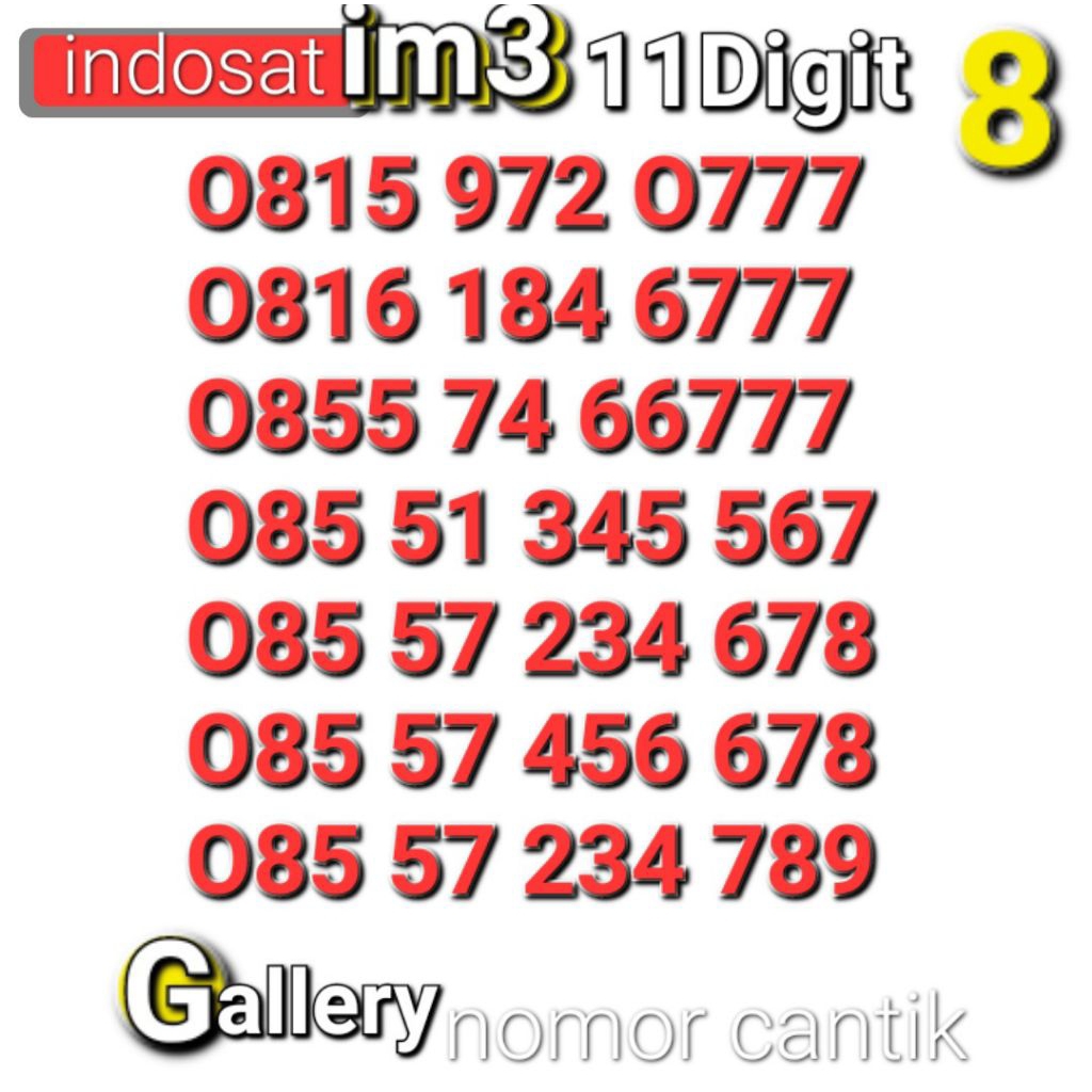 NOMOR CANTIK IM3 11DIGIT O777 6777