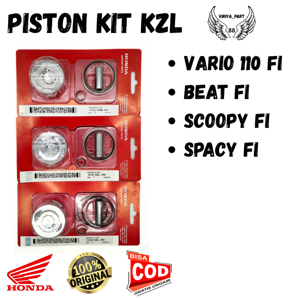 ASLI ORIGINAL PISTON KIT HONDA AHM KZL VARIO 110 FI BEAT FI SPACY FI SCOOPY FI