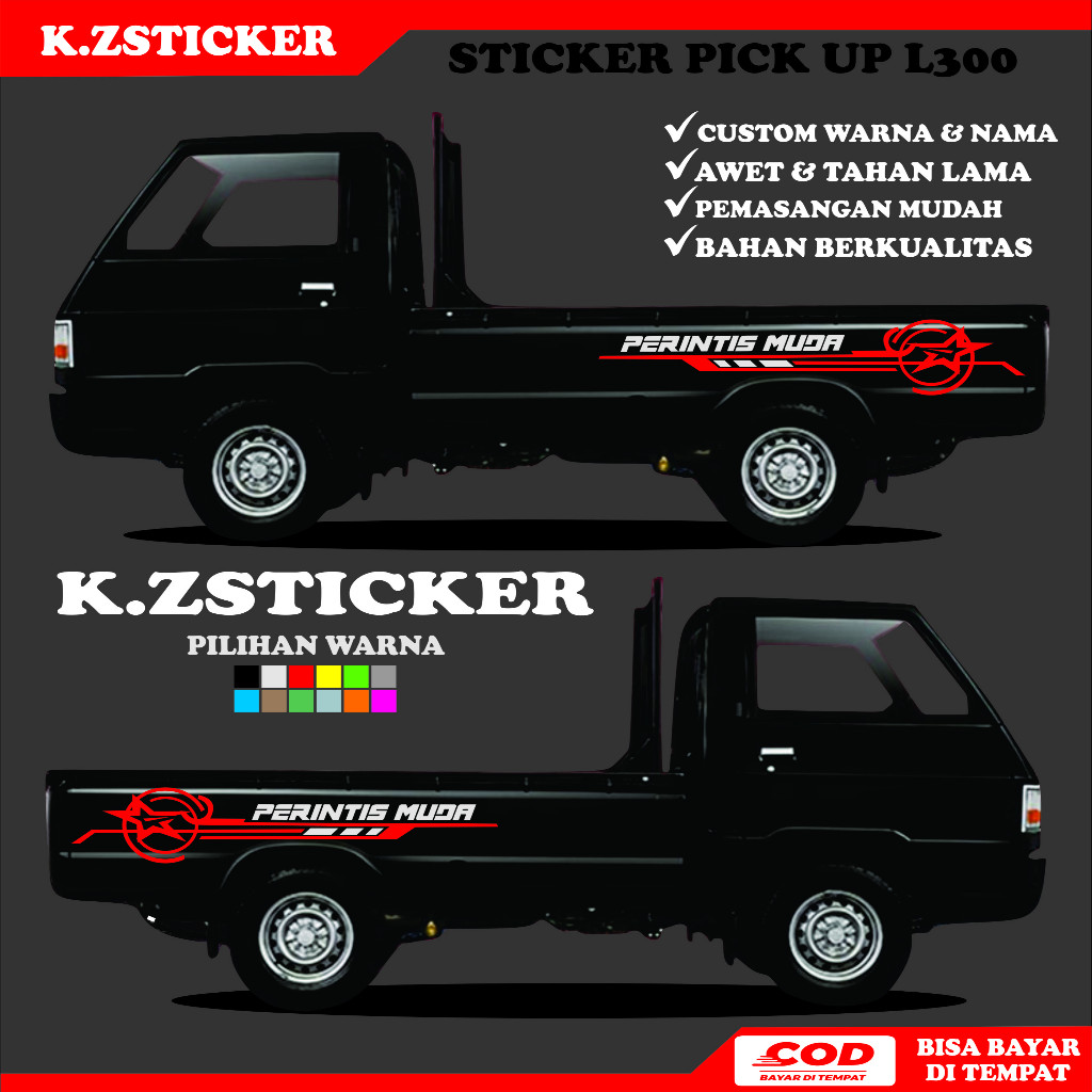 Kz. stiker cutting body l300 modle simpel elegant mobil pick up mitsubishi l300