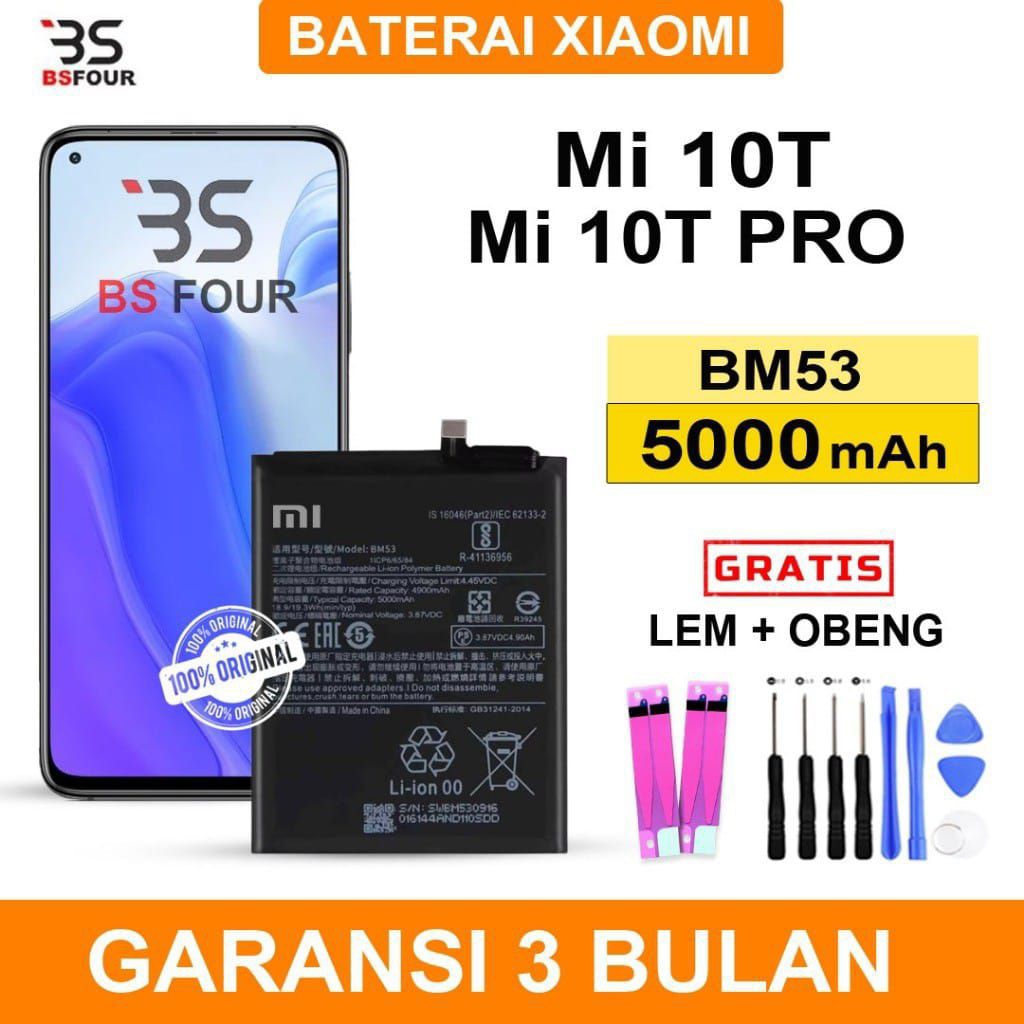 BATRE BATERAI HP XIAOMI REDMI 10T REDMI 10T PRO BN53 ORIGINAL GERATIS OBENG 8IN DAN LEM BATRE