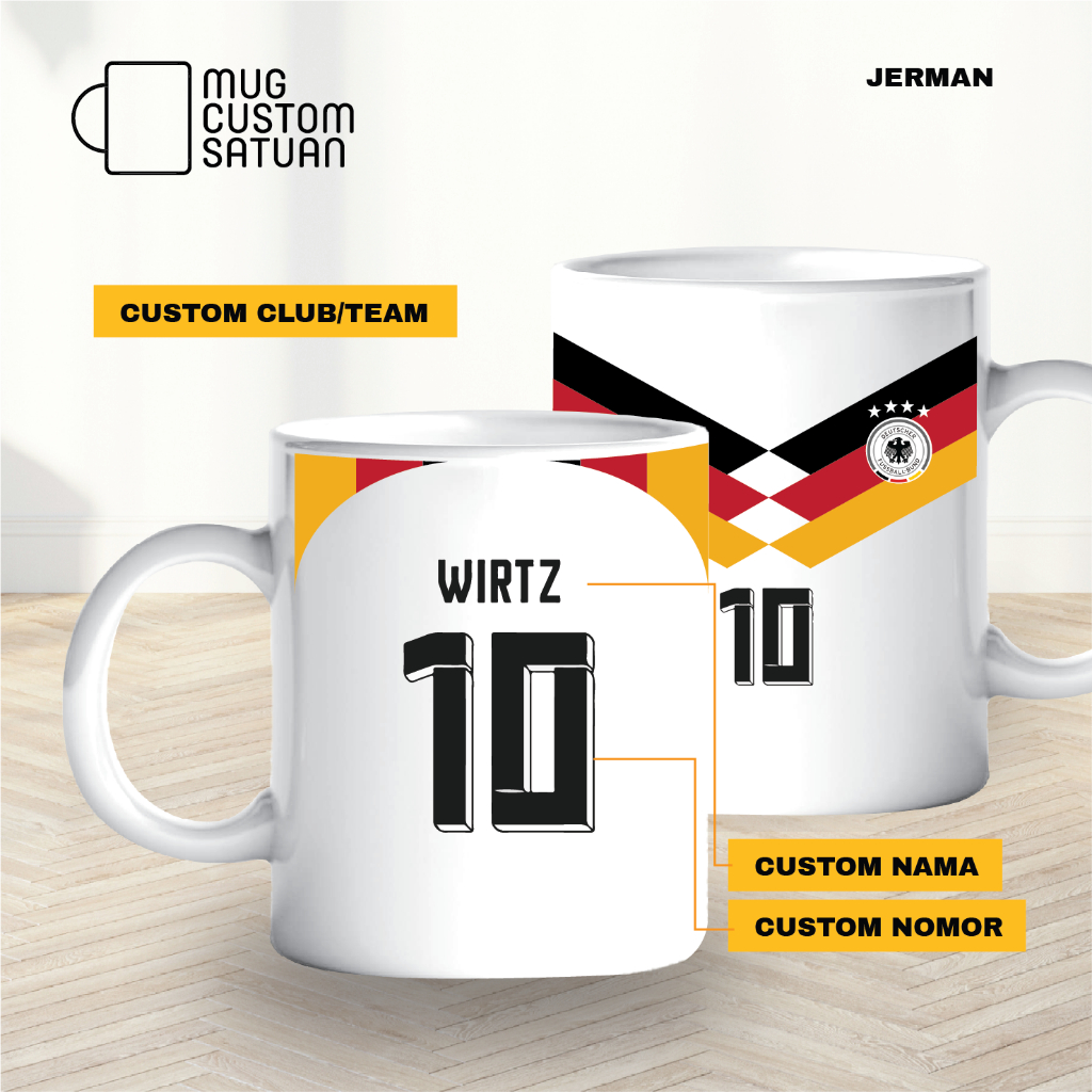 Mug Jerman / mug custom sablon satuan / mug kado/ mug custom kado