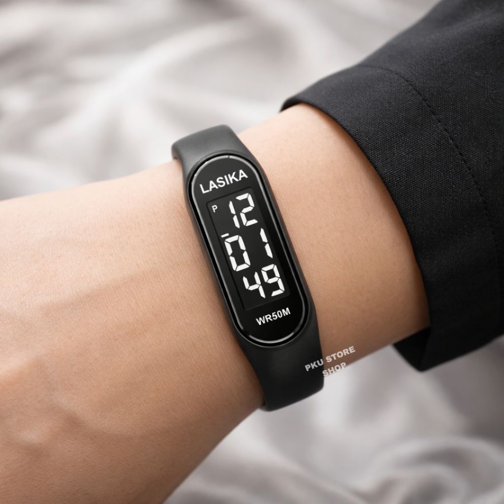 Jam Tangan Digital Pria Wanita Anti Air WR50M - LASIKA Original Tali Rubber Lembut Free Box
