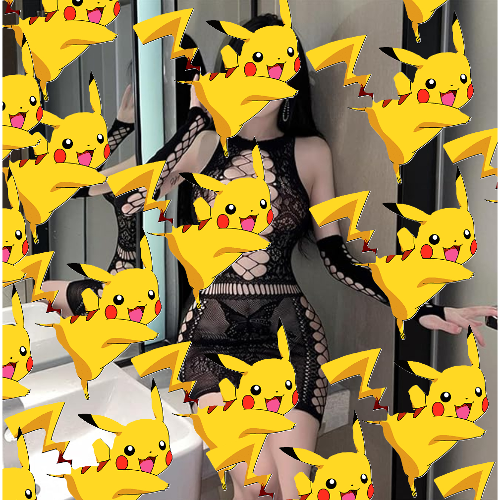 [SDW] pekanbaru/Lingerie Model Bodystocking Black Dress Net Pakaian Wanita Baju Tidur 74 Gaun Hitam