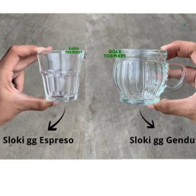 Sloki Gagang Gendut - Gelas Mini - Cangkir Kaca Mini - Cangkir Mini - Sloki One Shot